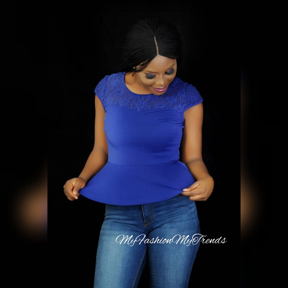 💕Lovely Royal Blue Peplum Top - Picture 5 of 5